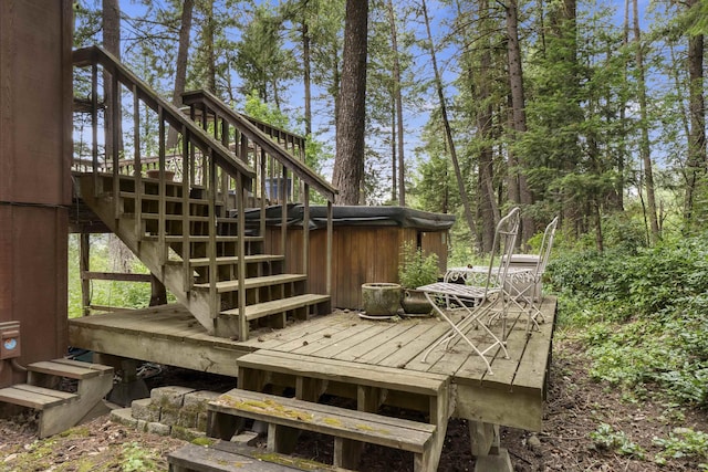 13614 N Minihdoka Trl, Spokane, WA 99208 - deck featuring stairway and a hot tub