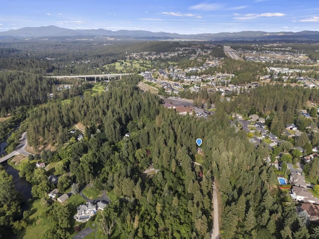 13614 N Minihdoka Trl, Spokane, WA 99208 - aerial view of property and surrounding area with a forest and a mountain backdrop