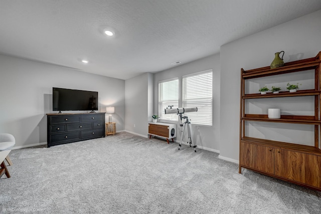 3640 S Clinton Rd, Spokane Valley, WA 99206 - carpeted home office featuring baseboards and a textured ceiling