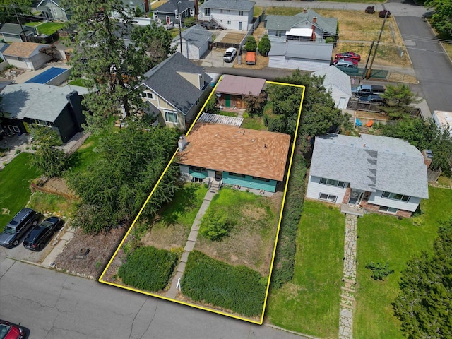 3308 W Kiernan Ave, Spokane, WA 99205 - aerial perspective of suburban area with property parcel outlined