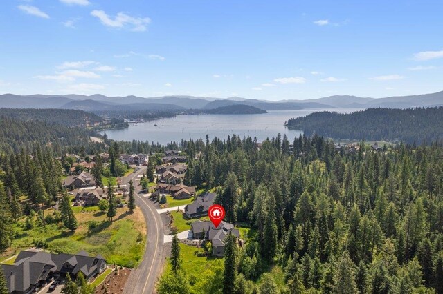 3742 W Cielo View Ct, Coeur D Alene, ID 83814 - aerial view of a water and mountain view and a heavily wooded area