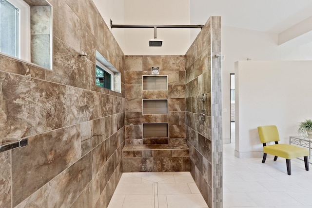 25204 N Lords Ln, Chattaroy, WA 99003 - bathroom with tiled shower and tile patterned flooring
