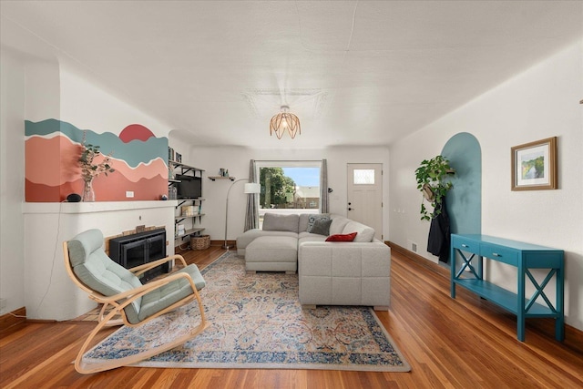 2338 W Euclid Ave, Spokane, WA 99205 - living area with wood finished floors and a fireplace