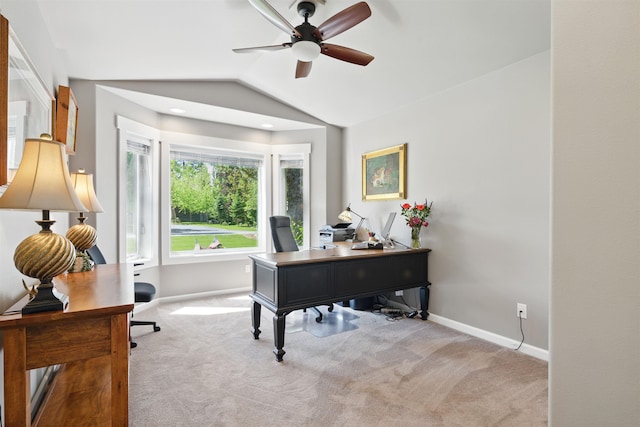 5159 W Village Blvd, Rathdrum, ID 83858 - office space with lofted ceiling, ceiling fan, and carpet