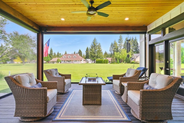 5159 W Village Blvd, Rathdrum, ID 83858 - view of patio with an outdoor living space with a fire pit and ceiling fan