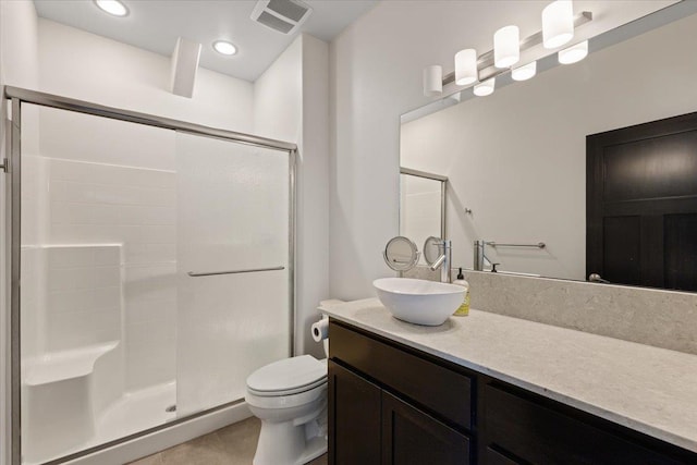 2503 S Thierman Ln, Spokane, WA 99223 - full bathroom with a shower stall, vanity, tile patterned floors, and recessed lighting