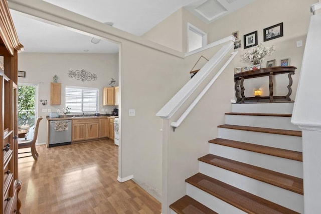 8910 N Oak St, Spokane, WA 99208 - staircase with wood finished floors and baseboards
