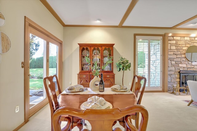 4402 S Saint Andrews Ln, Spokane, WA 99223 - dining space with light carpet, plenty of natural light, and crown molding