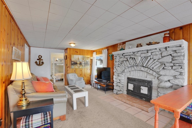 22704 E Park Beach Rd, Newman Lake, WA 99025 - carpeted living area with wooden walls