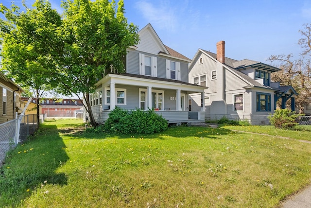 1023 W Maxwell Ave, Spokane, WA 99201 - view of front of house featuring a porch, a chimney, and roof with shingles
