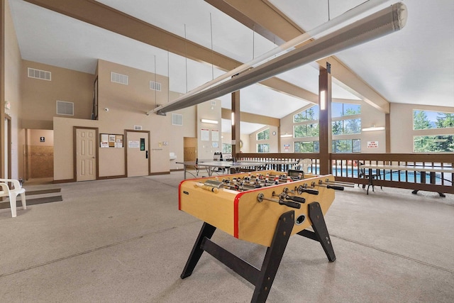 28600 N Mt Spokane Park Dr Unit 612, Mead, WA 99021 - game room with high vaulted ceiling and beam ceiling