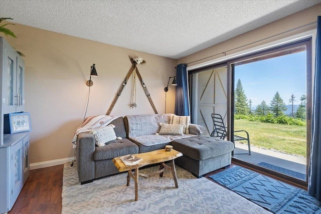 28600 N Mt Spokane Park Dr Unit 612, Mead, WA 99021 - living area featuring healthy amount of natural light, a textured ceiling, and wood finished floors