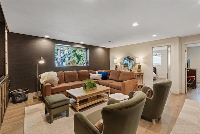 4108 S Greystone Ln, Spokane, WA 99223 - living room with light wood-style floors, recessed lighting, and healthy amount of natural light
