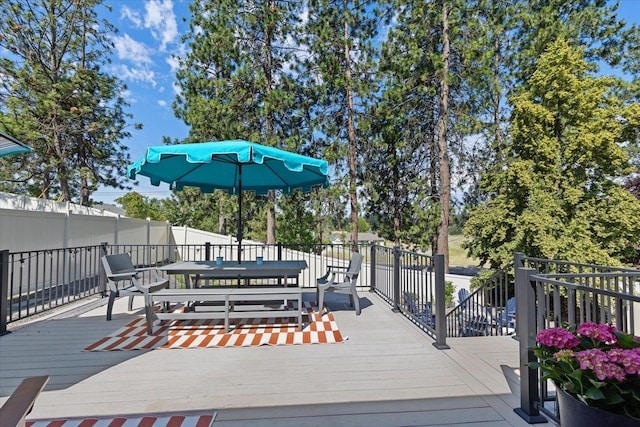 4108 S Greystone Ln, Spokane, WA 99223 - wooden terrace featuring outdoor dining area