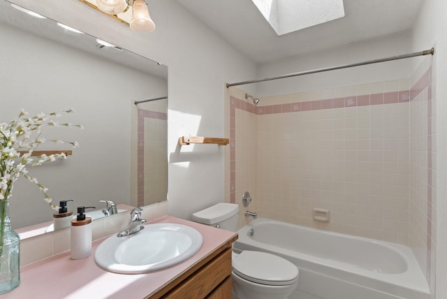 3827 E Funk Ave, Spokane, WA 99223 - bathroom with a skylight, vanity, and shower / bath combination