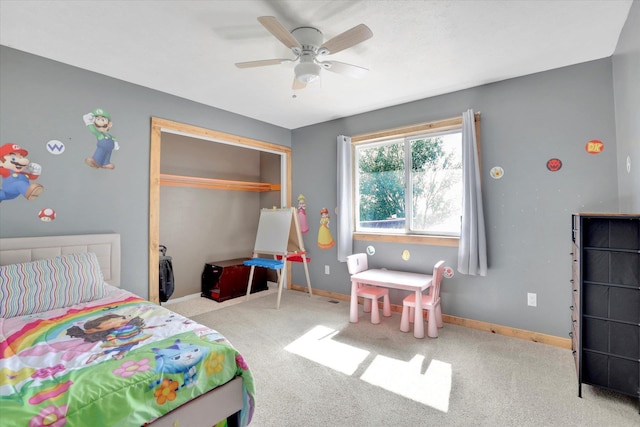 36127 N Hart Rd, Davenport, WA 99122 - carpeted bedroom featuring ceiling fan and a closet