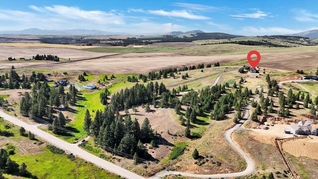 36127 N Hart Rd, Davenport, WA 99122 - aerial view of property and surrounding area featuring a mountain backdrop and rural landscape