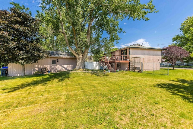 4511 N Stevenson Rd, Otis Orchards, WA 99027 - view of yard with stairs and a wooden deck