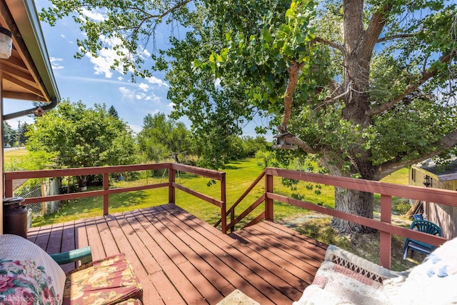 4511 N Stevenson Rd, Otis Orchards, WA 99027 - wooden deck featuring a lawn
