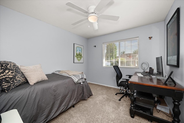 6310 W Sundance Dr, Spokane, WA 99208 - bedroom featuring light carpet, a desk, and ceiling fan