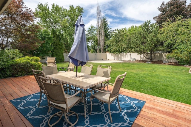 6310 W Sundance Dr, Spokane, WA 99208 - deck featuring a fenced backyard and outdoor dining space