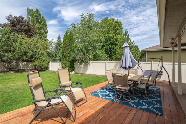 6310 W Sundance Dr, Spokane, WA 99208 - deck featuring outdoor dining area and a fenced backyard