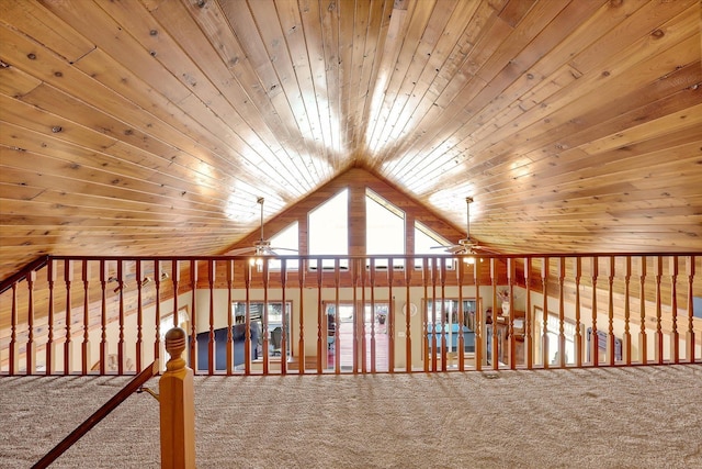 3930 N Deer Lake Rd, Loon Lake, WA 99148 - bonus room with carpet flooring, ceiling fan, wood ceiling, and vaulted ceiling