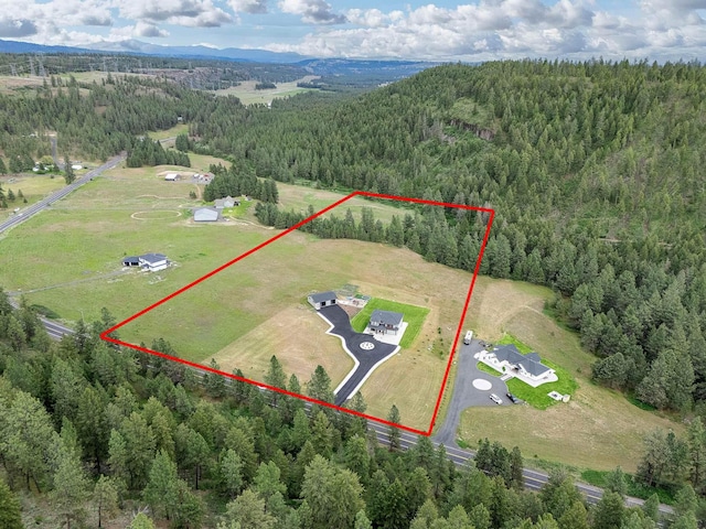 16215 W Coulee Hite Rd, Spokane, WA 99224 - overview of rural landscape featuring a heavily wooded area and property parcel outlined