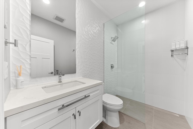 16215 W Coulee Hite Rd, Spokane, WA 99224 - full bathroom featuring vanity, walk in shower, recessed lighting, and tile patterned floors