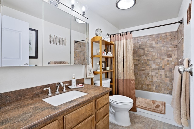 3425 E Upriver Dr, Spokane, WA 99217 - full bath featuring vanity, shower / bath combination with curtain, and tile patterned floors