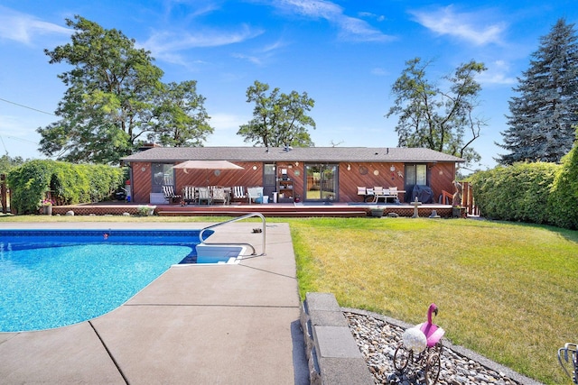 3425 E Upriver Dr, Spokane, WA 99217 - outdoor pool with a wooden deck, a yard, and a patio area