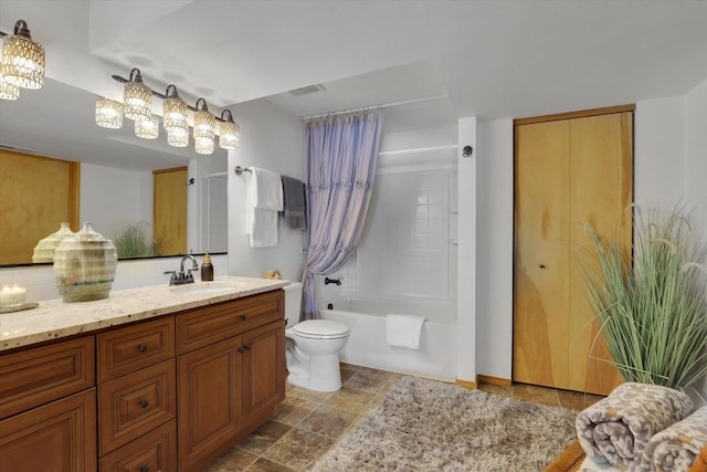 8310 E Bull Pine Ln, Spokane, WA 99217 - bathroom with vanity, shower / tub combo, and stone finish flooring