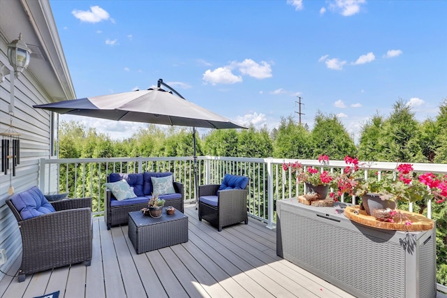 8310 E Bull Pine Ln, Spokane, WA 99217 - wooden terrace with an outdoor hangout area