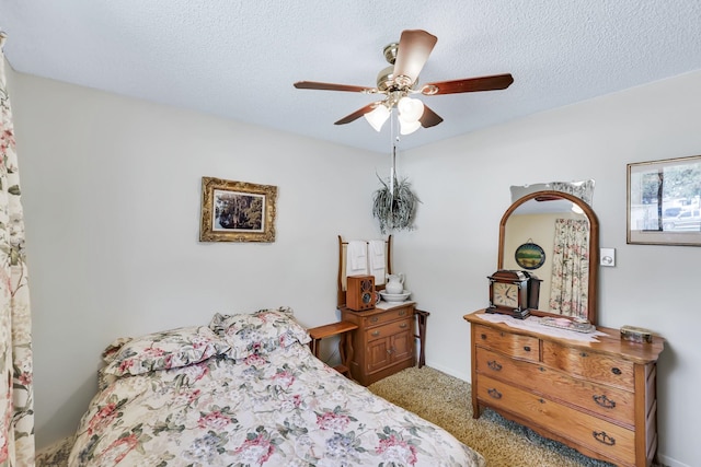 1401 W 1st St, Newport, WA 99156 - bedroom featuring light colored carpet, a ceiling fan, and a textured ceiling