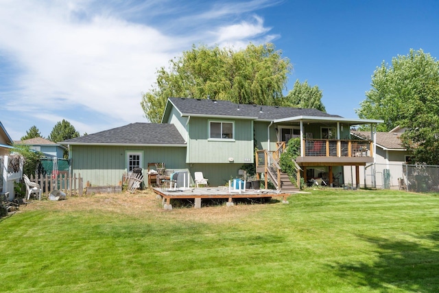 4110 E Ermina Ave, Spokane, WA 99217 - back of house featuring a deck, a fenced backyard, and stairs