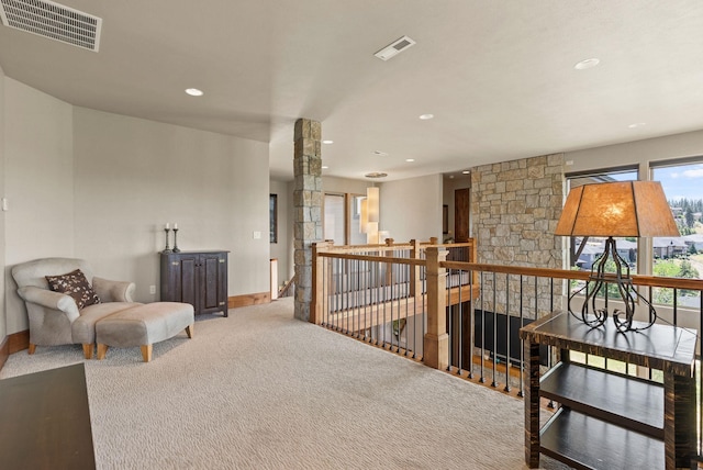 14210 N Wandermere Estates Ln, Spokane, WA 99208 - sitting room with carpet flooring, an upstairs landing, and recessed lighting