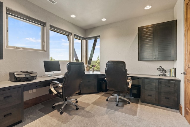 14210 N Wandermere Estates Ln, Spokane, WA 99208 - office space featuring light colored carpet, recessed lighting, and a textured wall