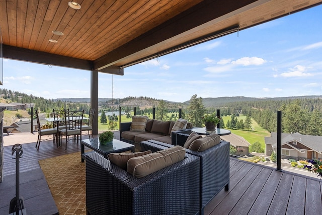 14210 N Wandermere Estates Ln, Spokane, WA 99208 - wooden terrace with an outdoor hangout area and a mountain view