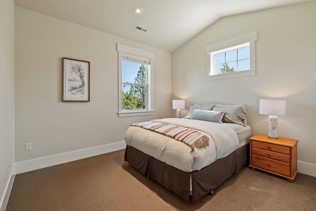 7116 S Linke Rd, Greenacres, WA 99016 - bedroom with multiple windows, light carpet, vaulted ceiling, and recessed lighting