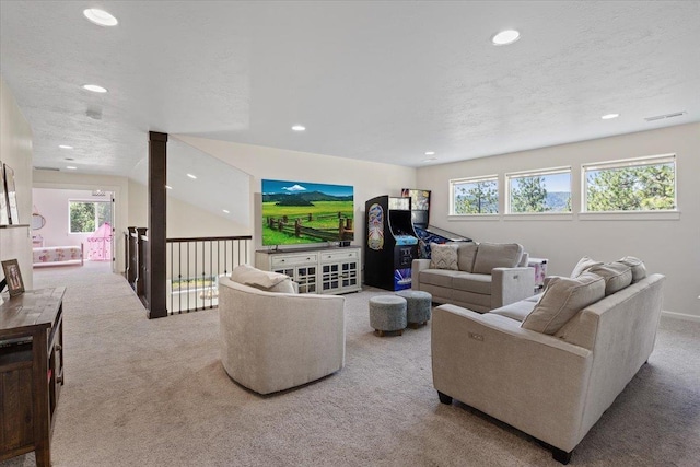 12918 E San Juan Ln, Spokane, WA 99206 - carpeted living room featuring recessed lighting
