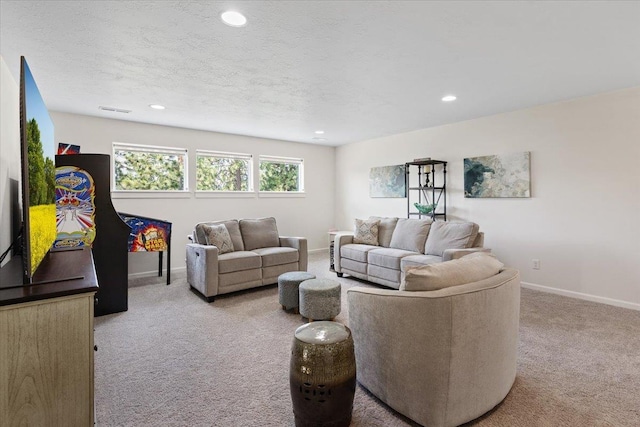 12918 E San Juan Ln, Spokane, WA 99206 - carpeted living room with recessed lighting and a textured ceiling