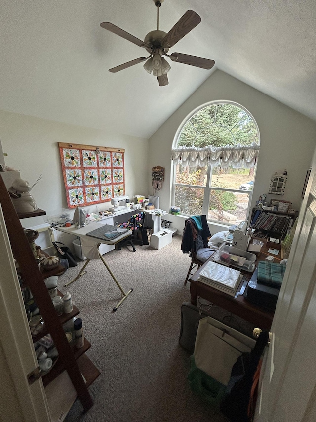 603 W Dennison-Chattaroy Rd, Deer Park, WA 99006 - carpeted office featuring ceiling fan and lofted ceiling