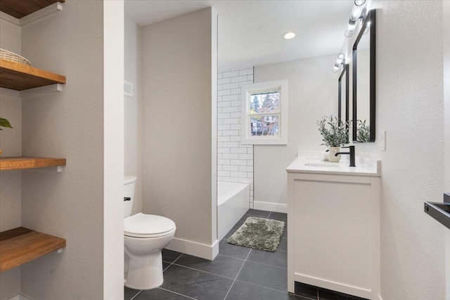 921 S Wright Blvd, Liberty Lake, WA 99019 - bathroom featuring vanity, tile patterned floors, shower / washtub combination, and recessed lighting