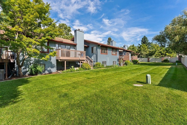 3707 S Alder Ct, Spokane, WA 99223 - rear view of property featuring a chimney, a deck, and stairway