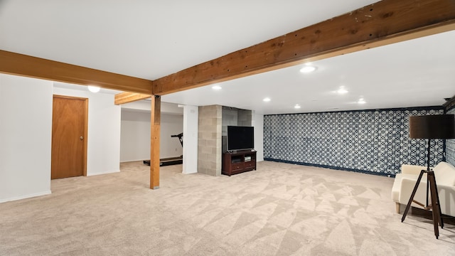 17207 N Mt Spokane Park Dr, Mead, WA 99021 - finished below grade area featuring carpet floors, recessed lighting, and wallpapered walls