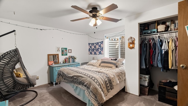 17207 N Mt Spokane Park Dr, Mead, WA 99021 - bedroom featuring carpet floors, a closet, and a ceiling fan