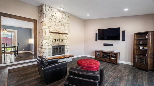 17207 N Mt Spokane Park Dr, Mead, WA 99021 - living area featuring dark wood-style floors and a fireplace
