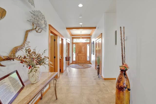 11425 N Lloyd Charles Ln, Spokane, WA 99218 - foyer entrance with recessed lighting, a raised ceiling, and light tile patterned floors