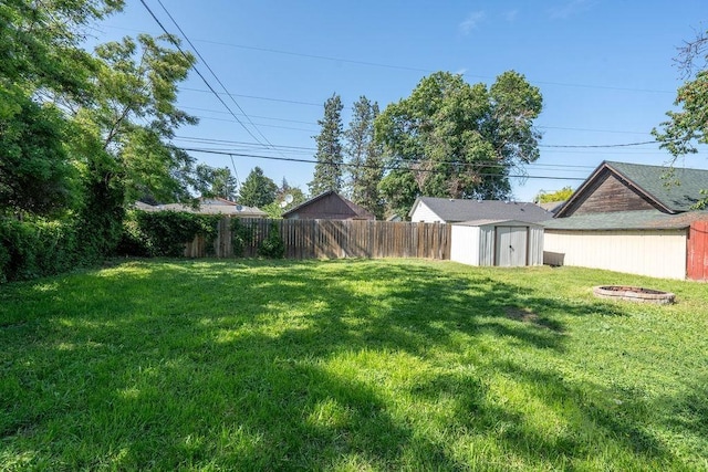 1019 E Everett Ave, Spokane, WA 99207 - view of yard featuring a storage shed and a fire pit