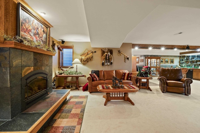 3333 N Ashton Rd, Otis Orchards, WA 99027 - carpeted living room with a fireplace
